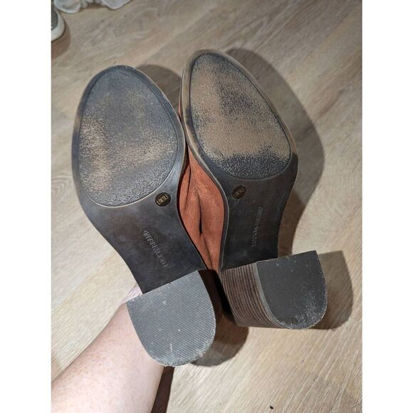 Lucky Brand Machiko Booties Womens 8.5 Brown Leather Distressed Stacked Heeled M - Picture 5 of 13